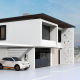 Wohnhaus mit Elektroauto-Ladestation