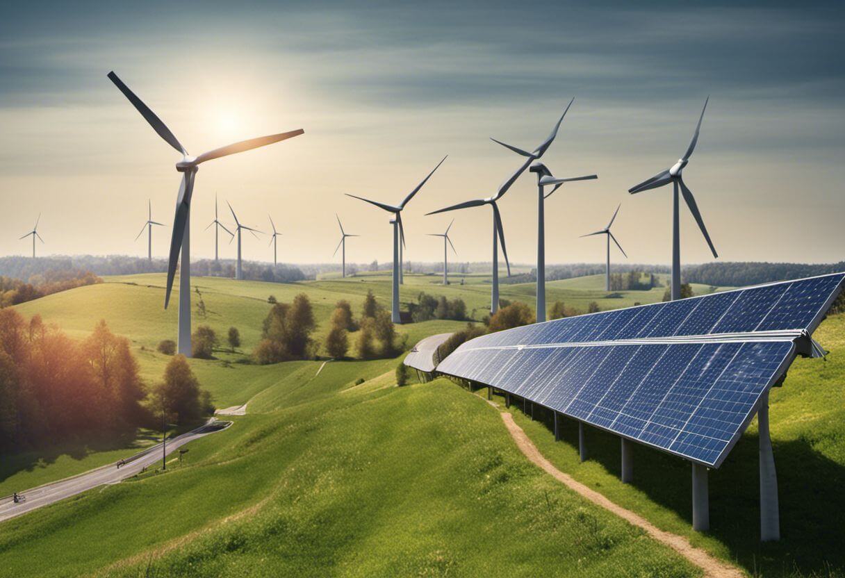 Fortschritt durch erneuerbare Energie in der Landschaft
