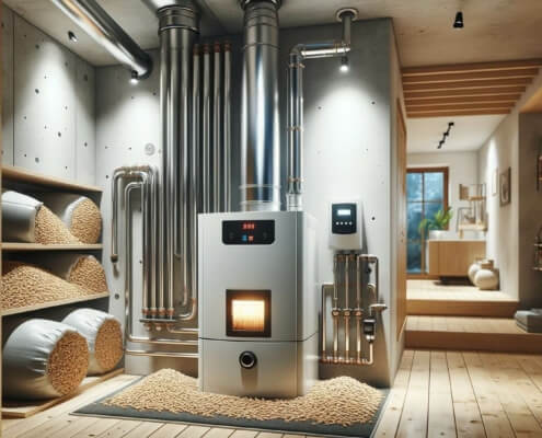 Moderne Biomasseheizung mit Holzpellets