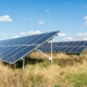 Solaranlagen und Windrad als Symbol für die fortschreitende Energiewende in Deutschland 2023