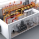 Visualisierung der Technischen Gebäudeausrüstung mit Rohrleitungen und Anlagentechnik für energieeffiziente Gebäudeplanung