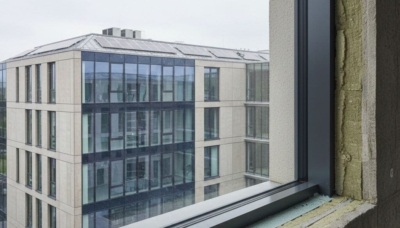 EH55-Förderung: Energieeffizientes Nichtwohngebäude für Unternehmen Energieeffizientes Gewerbegebäude nach EH55-Standard mit moderner Fassade und optimierter Gebäudehülle