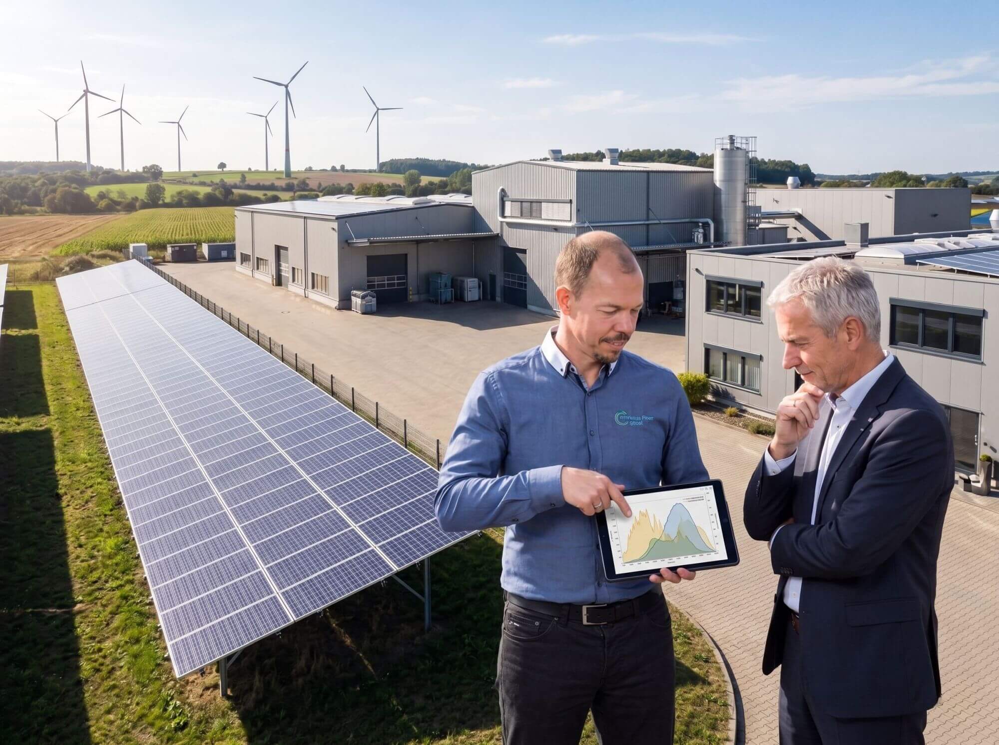 Ein qualifizierter Energieexperte der Cornelius Ober GmbH berät ein Unternehmen zur Integration eines Power Purchase Agreements (PPA).