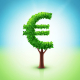 Baumkrone mit Blättern als Euro-Zeichen