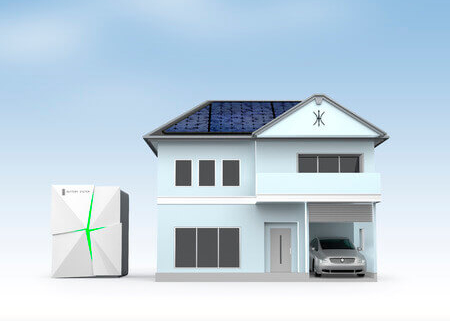 Solarspeicher und Wohnhaus