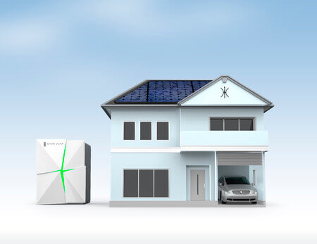 Solarspeicher und Wohnhaus