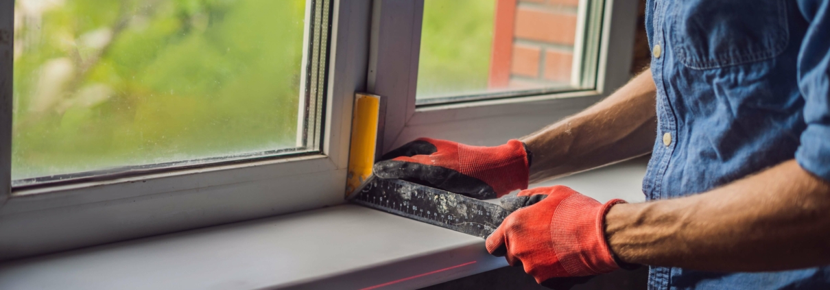 Handwerker installiert neues Fenster mit BAFA-Förderung zur Energieeffizienzsteigerung